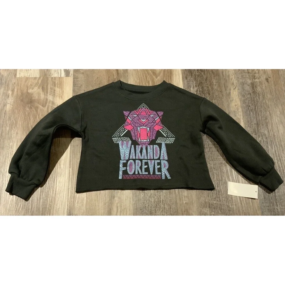 Girls' Black Panther Wakanda‎ Forever Dreamy Fleece Sweatshirt Black S (6/6X)